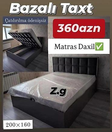 matras ucuz: Bazalı taxt – 200×160 sm ölçüdə. - Rəng: tünd boz tonlarda, yumşaq — 1