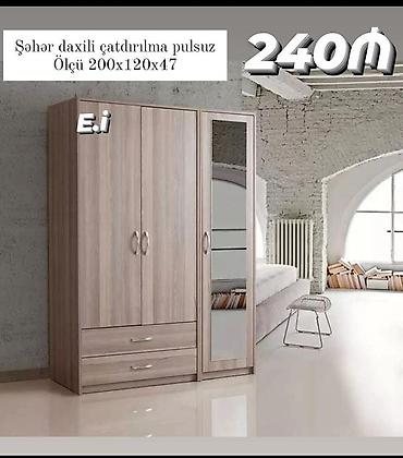 Üç qapılı geyim dolabı - Ölçü: 200 x 120 x 47 sm - Material: taxta