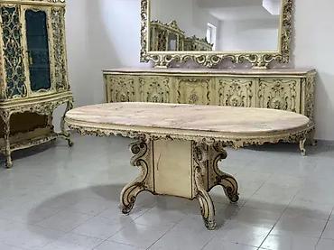 lenjivac: Sto i stolice (6 - 12 komada) – Venecijanski barok – Dobro stanje 🌟 — 4