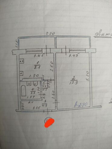 квартира моладая гвардия: 1 комната, 44 м², 105 серия, 8 этаж, Старый ремонт