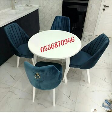 Masa və oturacaq dəstləri: Qonaq otağı üçün, Yeni, Açılan, Dördbucaq masa, 6 stul — 46