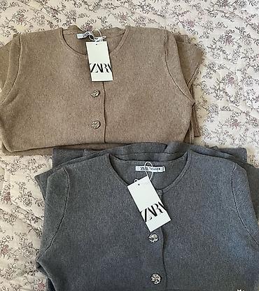 женский кофта: Костюм трикотажный ZARA: кардиган + юбка - Состав комплекта: вязаный — 3