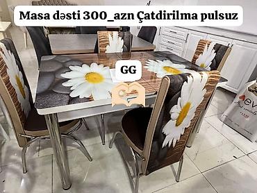 metbex ucun stol stul: Mətbəx üçün, Yeni, Dördbucaq masa, 4 stul — 1