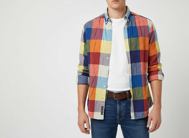 czerwone sandały h m: H&M L.O.G.G., Shirt for men, size S (EU 36)