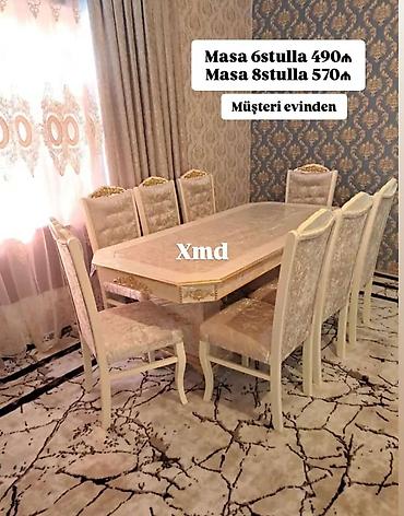 tap.az masalar: - Zövqlü yemək otağı dəsti: klassik dizaynlı masa və eyni üslubda — 1