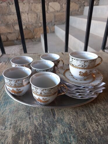 kofe fincan: Fincanlar, rəng - Ağ, Keramika, 6 ədədli dəst, 200 ml, Azərbaycan