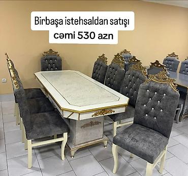 stol uzu: Qonaq otağı üçün, Yeni, Açılmayan, Dördbucaq masa, 8 stul — 1