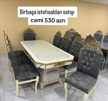 стол стул для кухни: Qonaq otağı üçün, Yeni, Açılmayan, Dördbucaq masa, 6 stul