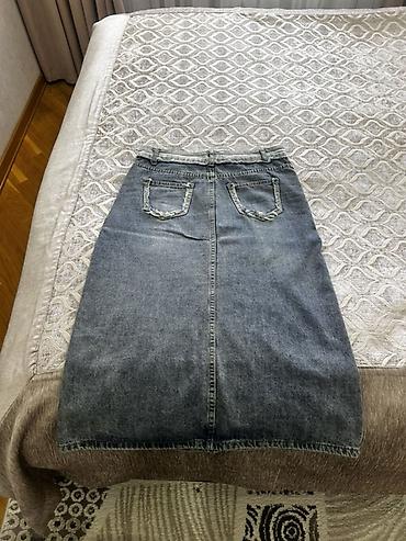 cinsi: Denim ətək - Model: Dizdən aşağı midi uzunluqda, düz kəsim - Parça — 1