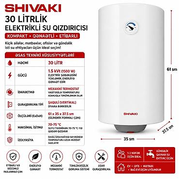 Бытовая техника: №: 15223 Məhsulun adı: Su qızdırıcısı Shivaki, boyler, yığıcı, 30 L — 2