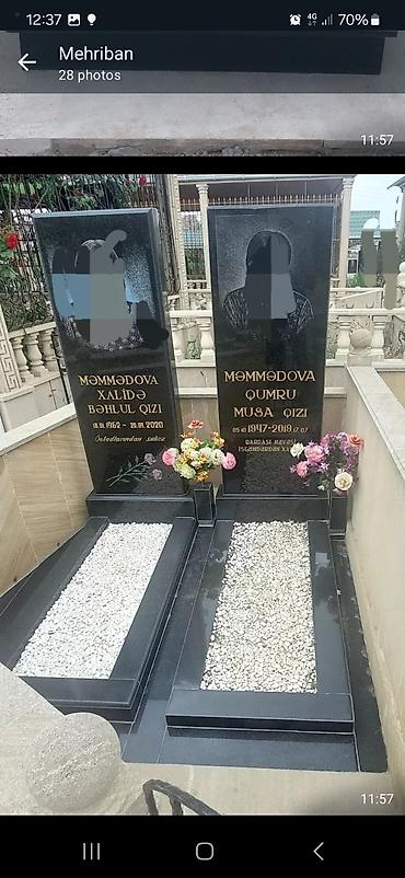 Başqa xidmətlər: Qara və ağ mərmər/granitdən qəbirüstü abidələrin hazırlanması xidməti — 12