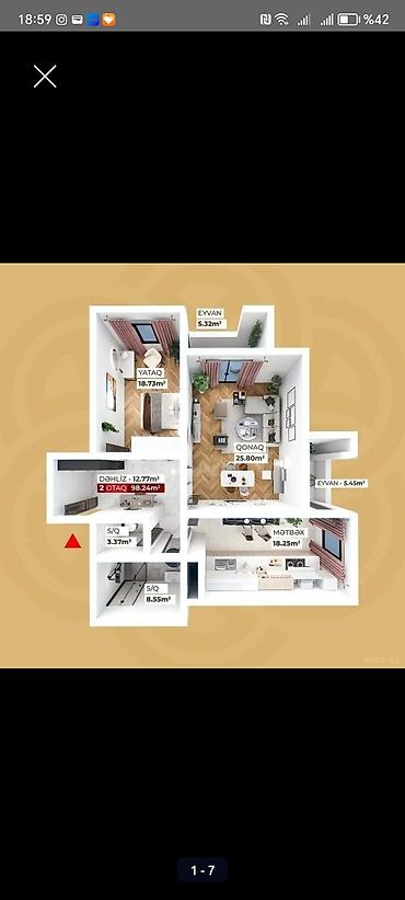 evim residence: Yeni Günəşli Massiv V, 2 otaqlı, Yeni tikili, 98 kv. m — 1