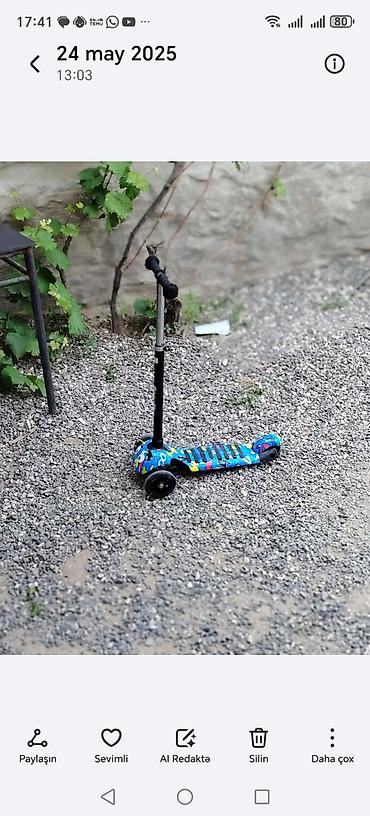 rks moped: Uşaq skuteri – 3 təkərli, dönməklə idarə olunan model - Rəngarəng — 1