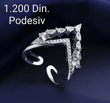 perla 34: Elegantni posrebreni podesivi prsten od hirurskog čelika sa žigom — 5