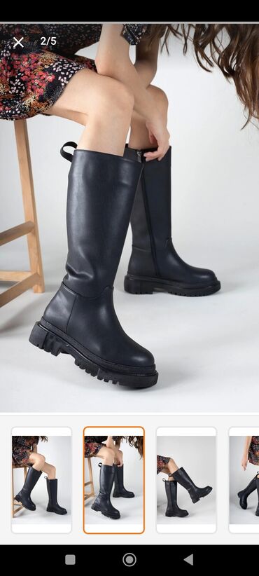 Çəkmələr: Uzunboğaz, Ölçü: 38, rəng - Qara, Yeni — 2