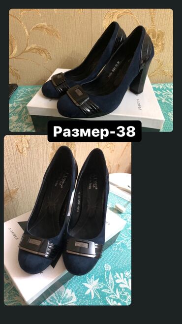 женские босоножки на толстом каблуке: Туфли, Размер: 38, цвет - Синий, Новый