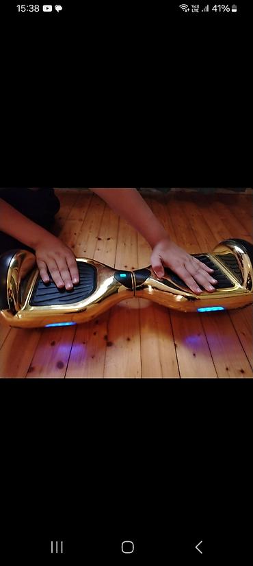 electro gitar: Qızılı rəngli iki təkərli hoverboard / giroskutər - Parlaq qızılı — 2