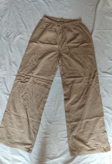 moxe: Ženske široke lanene pantalone bež boja. - Materijal lan. - Kroj — 3