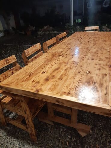 Mətbəx mebeli: Bag evi, kafe masa desti 6 oturacaqla 600 Azn. Yenidir. Masa uzunlugu