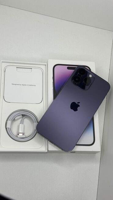 Apple iPhone: IPhone 14 Pro Max, Б/у, 256 ГБ, Deep Purple, Кабель, Коробка, 87 %