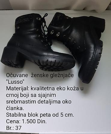 moderni: Ženske crne gležnjače, veličina 37. - Model sa pertlama i bočnim — 1