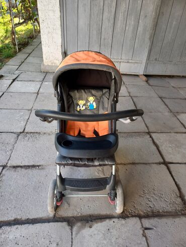 детская коляска ош: Коляска, цвет - Оранжевый, Б/у