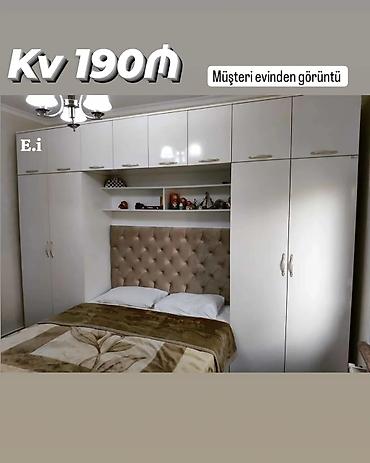 taxta dolab: Yataq otağı üçün dolab dəsti – divarboyu quruluş - Material: parlaq — 1