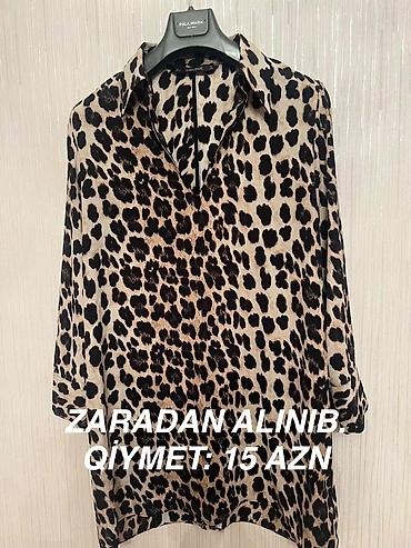 tornado 7000: ZARA BASIC qadın köynəyi - Model: leopard naxışlı, klassik yaxalıqlı — 1