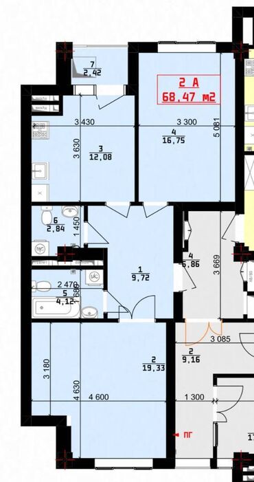 Продажа домов: 2 комнаты, 67 м², Элитка, 8 этаж, ПСО (под самоотделку)