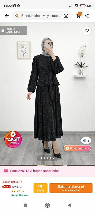 son model cantalar: Qara zər işləməli uzun don – zərif dəst - Rəng: qara, xırda parıltılı — 1
