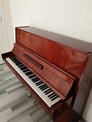 Pianolar: Akkustik piano – şaquli model (upright). Gövdə parlaq cilalı tünd — 4