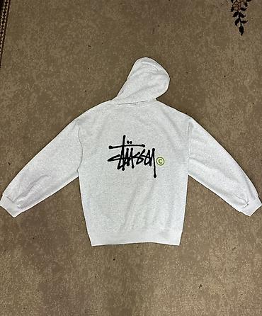 nike tech flecce: Свитшот-худи Stüssy, светло-серый меланж. - Классический крой с — 3