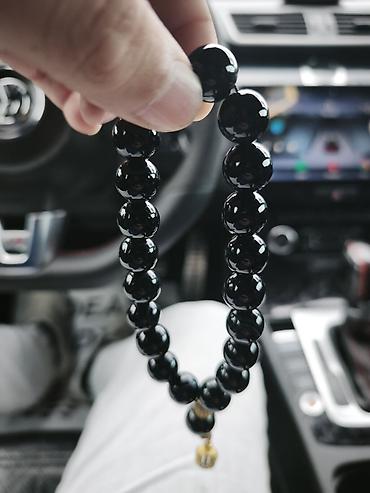 Bijuteriya: Qara daşlı təsbeh - Material: parlaq qara daş/onyx tipli şar — 1