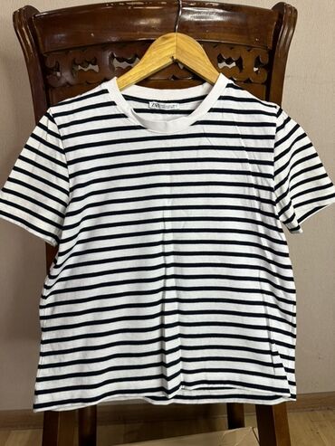 турецкая обувь из натуральной кожи: Футболка ZARA в тельняшку. - Цвет: белый с узкими горизонтальными