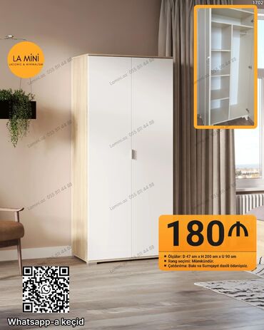 Açılan, 2 qapılı Düz dolab, Qarderob, paltar dolabı