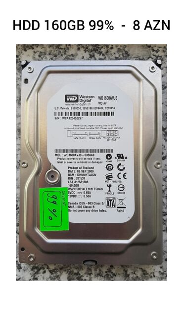 комплектующие для пк баку: Personal kompüter üçün HDD - sərt disk - hard disk 160GB 99% HDD -