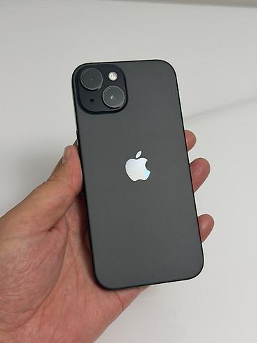 IPhone 15, Б/у, 128 ГБ, Черный, Защитное стекло, Чехол, 100 %