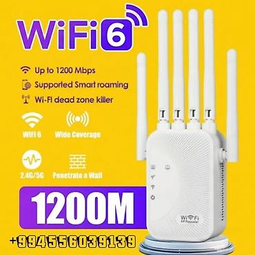 generator tap.az: WiFi Genişləndirici 1200Mbps, 6 Anten və İnternet çıxışı 2 eded RJ 45 — 1