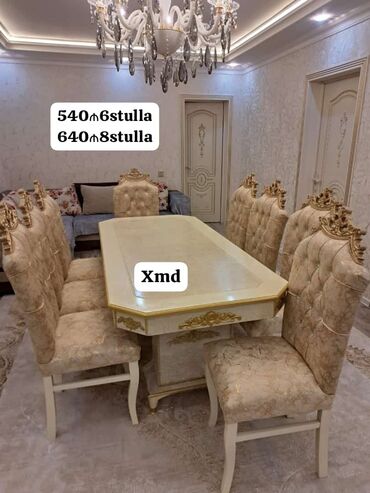 metbex masa: Для кухни, Для гостиной, Новый, Нераскладной, Прямоугольный стол, 6 стульев
