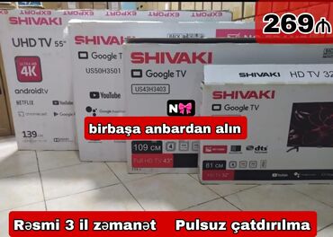 Televizorlar: Yeni Televizor Shivaki 32" Pulsuz çatdırılma