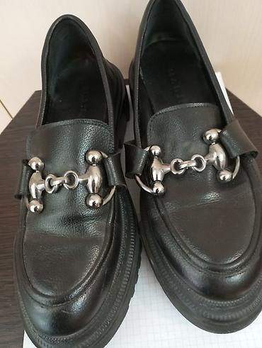 meta eynək: Qadın loaferləri – qara, qalın altlıqlı - Material: qara dəri (üst və — 1
