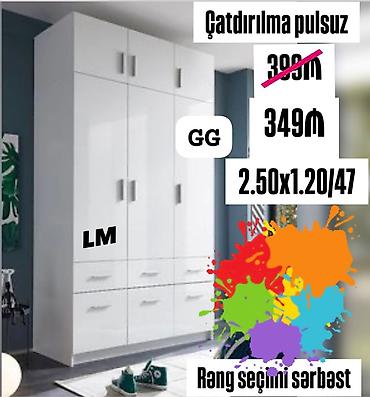 Ağ rəngli, çoxfunksiyalı paltar dolabı - Ölçülər: 2.50 x 1.20 x 47 sm lalafo.az -da Ağ rəngli, çoxfunksiyalı paltar dolabı - Ölçülər: 2.50 x 1.20 x 47 sm