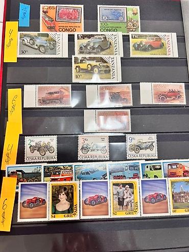 Марки: Коллекция почтовых марок с изображениями автомобилей и кораблей разных — 1