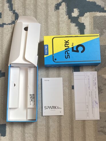 tecno 8c: Tecno Spark 5 Pro, Колдонулган, 64 ГБ, түсү - Көгүлтүр, 2 SIM