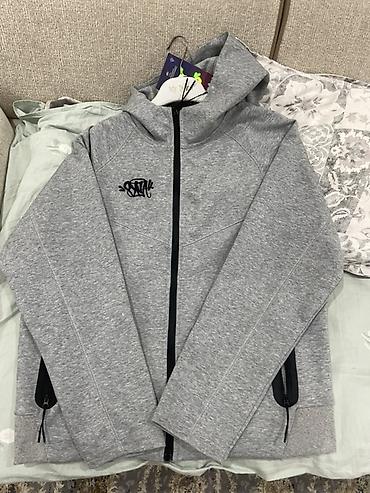 nike tech fleec: Серая худи/толстовка на молнии с капюшоном - Цвет: светло‑серый — 2