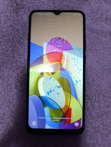 Samsung A02 S, Б/у, 32 ГБ, цвет - Синий, 1 SIM, 2 SIM, eSIM