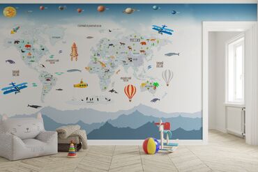 Фотообои: Фотообои для детской комнаты - Карта мира Четка и яркое качество - — 3