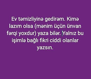 Təmizlik xidmətləri: Ev təmizliyi xidməti. - Mətbəx, sanitar qovşaqları, otaqların ümumi — 1