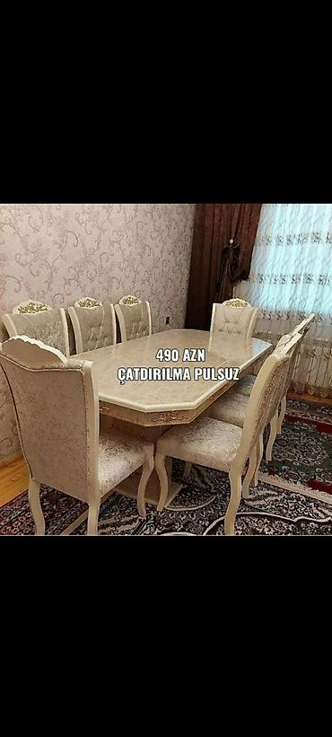 carpayı divan: Qonaq otağı üçün, Yeni, Açılmayan, Dördbucaq masa, 6 stul — 3