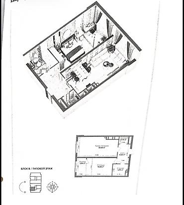 real sight: 2 комнаты, 55 м², Центральная мечеть Элитка, 4 этаж, ПСО (под самоотделку) — 3